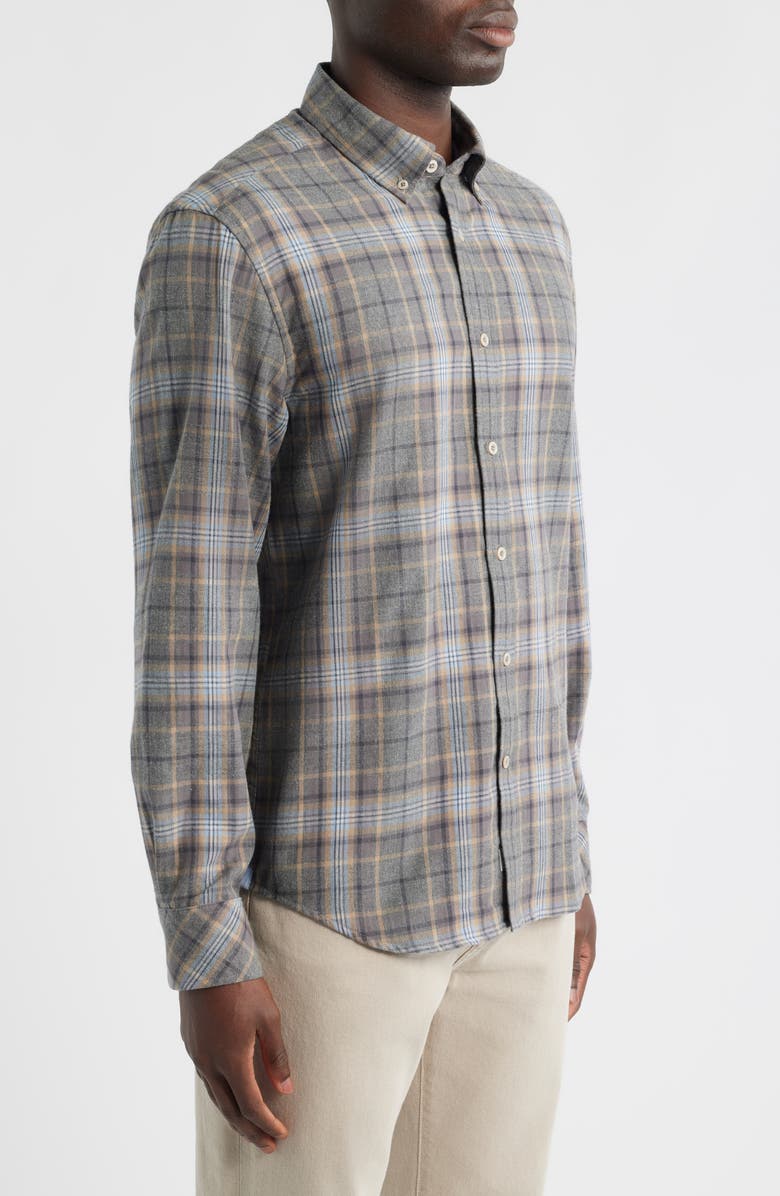 James Campbell Franklin Modern Fit Plaid Cotton Button-Up Shirt, Alternate, color, Coal