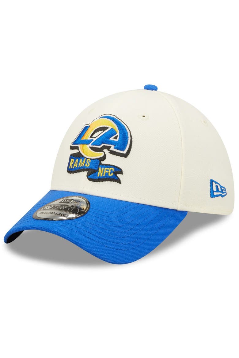 Men's New Era Cream/Royal Los Angeles Rams 2022 Sideline 39THIRTY 2-Tone Flex Hat, Alternate, color, Cream