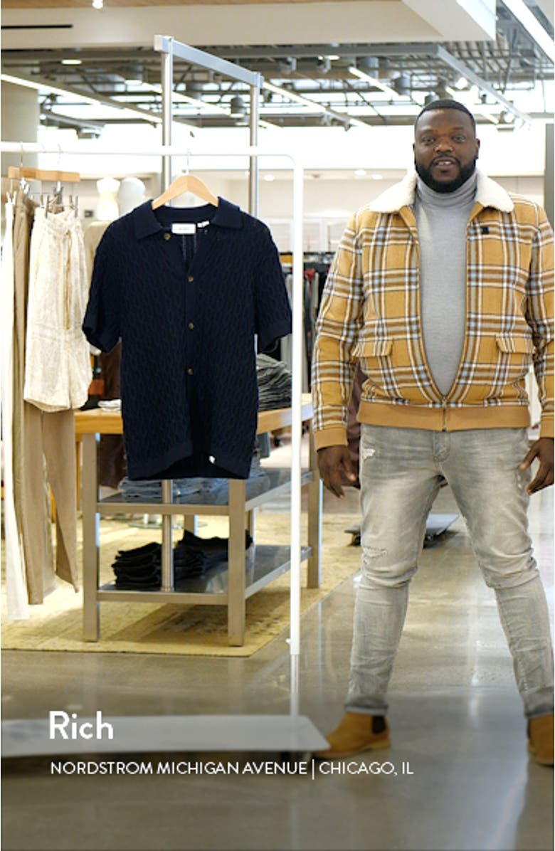 Garrett Knit Cotton Short Sleeve Button-Up Shirt, sales video thumbnail