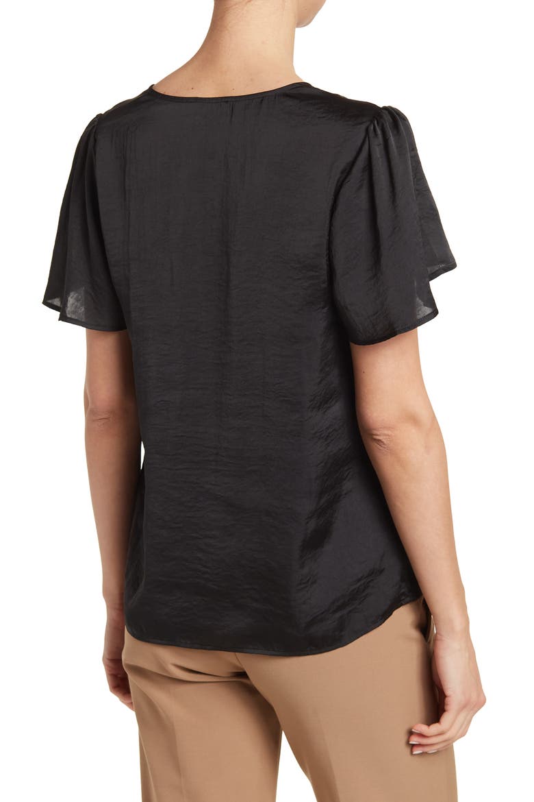 Sevina Flutter Sleeve Satin Blouse, Alternate, color, BLACK
