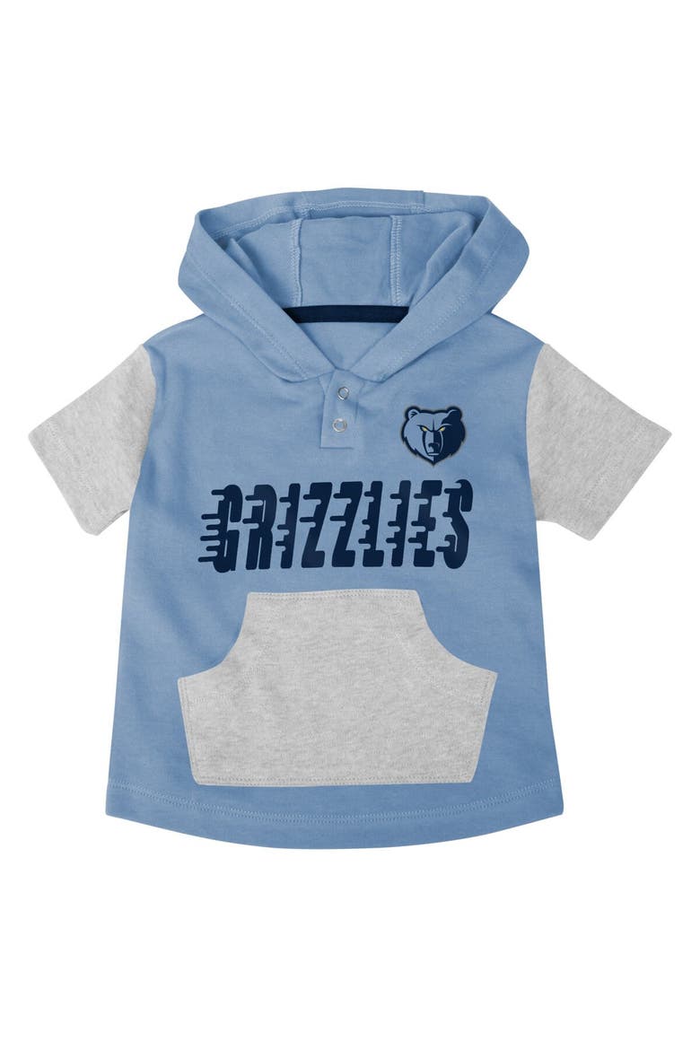 Infant Navy/Light Blue/Gray Memphis Grizzlies Bank Shot Bodysuit, Hoodie T-Shirt & Shorts Set, Alternate, color, Navy