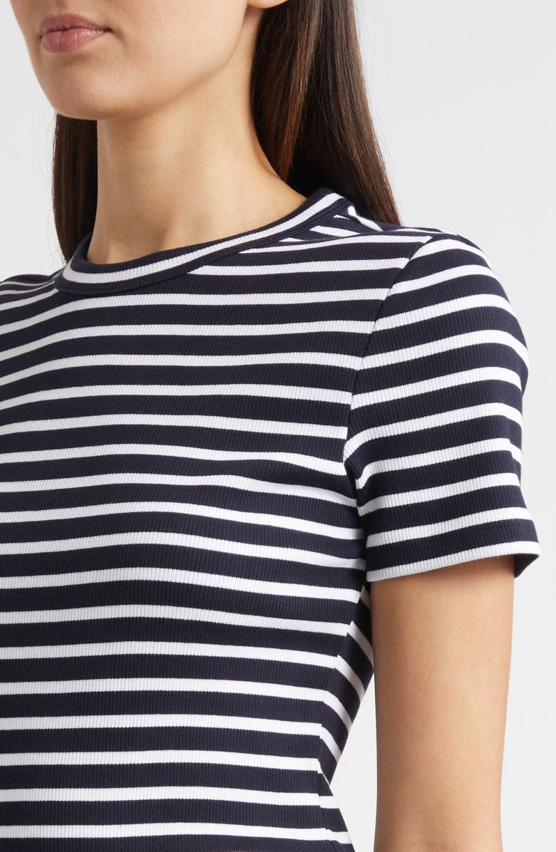 Veronica Beard Pruitt Stripe Stretch Cotton T-Shirt, Alternate, color, Navy White