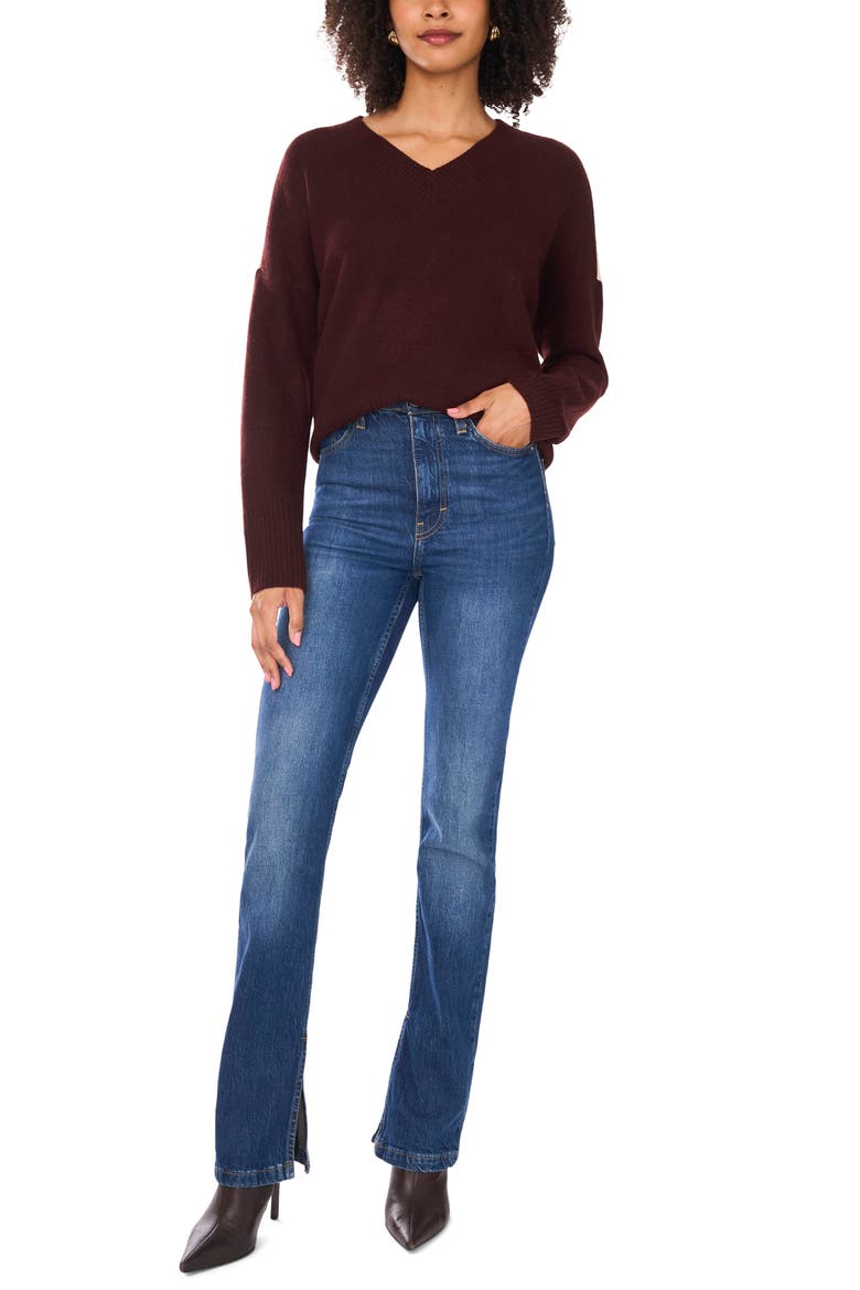 Contrast High-Low Sweater, Alternate, color, PORT/ MALTED