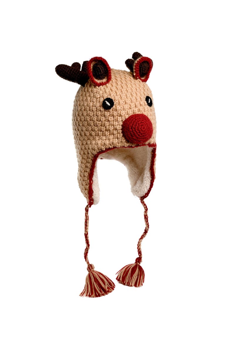 Nirvanna Designs Crochet Reindeer Hat, Alternate, color, White