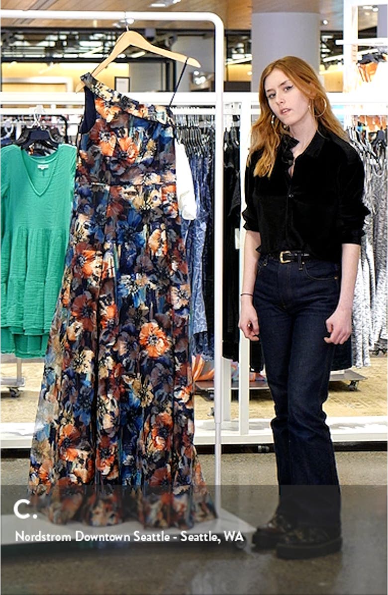 Metallic Floral Jacquard One-Shoulder Organza Ballgown, sales video thumbnail