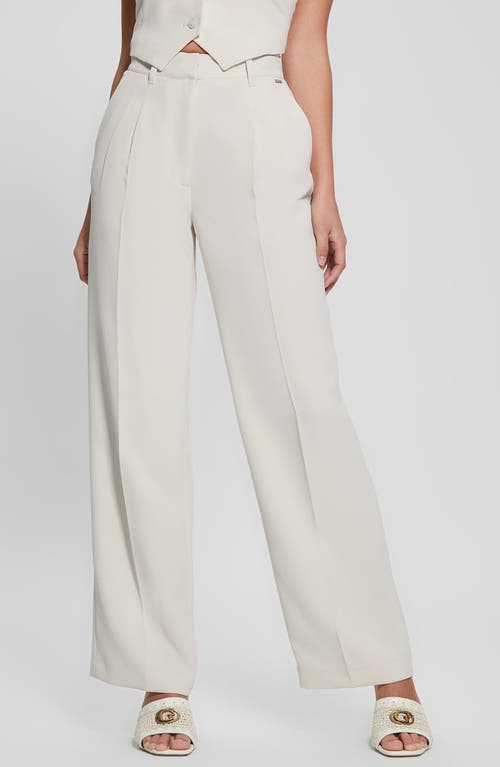 Guess Adele Front Pleat Wide Leg Pants In Cream White