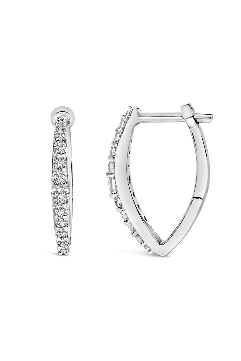 10K Gold 1/4 Cttw Lab Grown Diamond Heart Shaped Huggy Hoop Earrings, Alternate, color, White