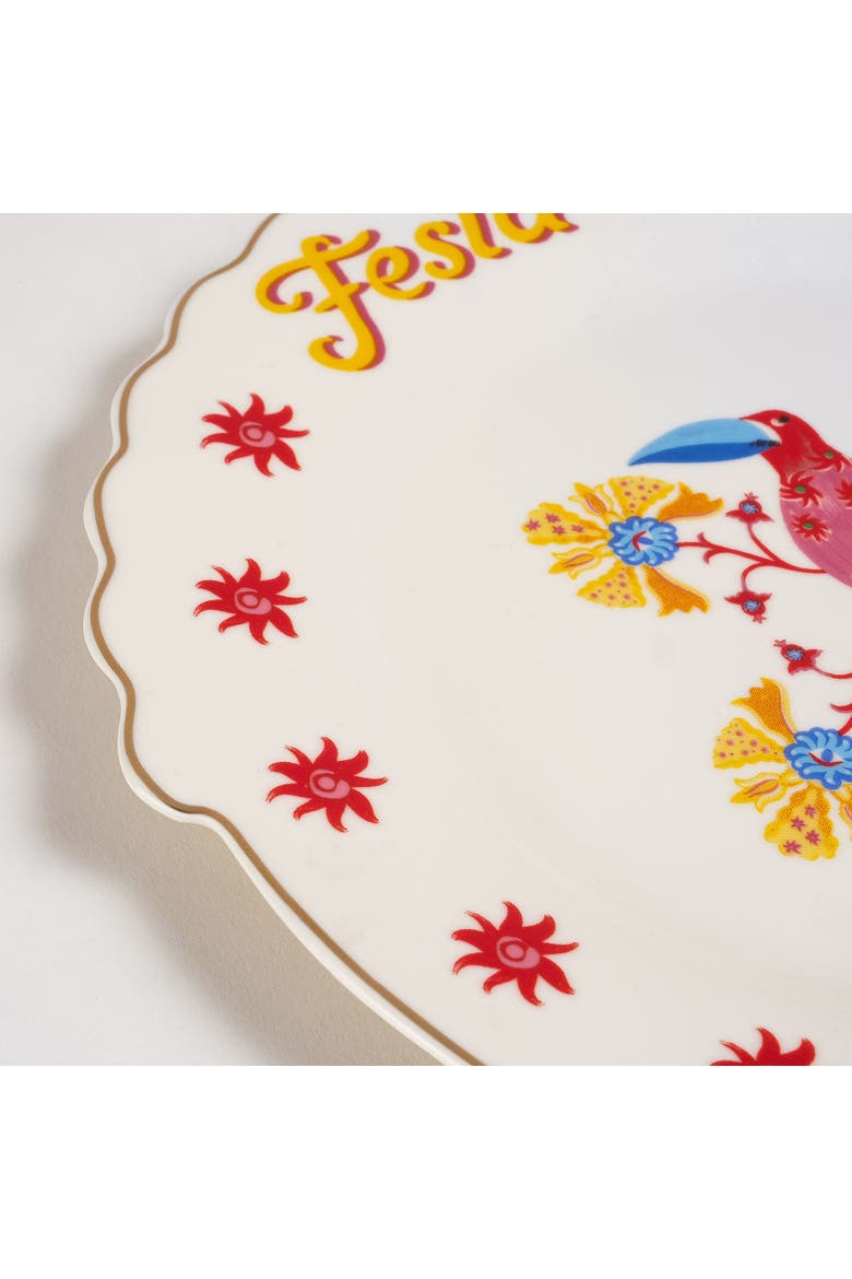 Porcelain Festa Viva Cake Plate 2 Pcs Set, Alternate, color, White