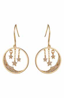EYE CANDY LOS ANGELES Moon & Star Crystal Drop Earrings