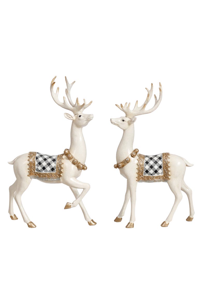 Elegant Plaid Deer, Set of 2, Main, color, White