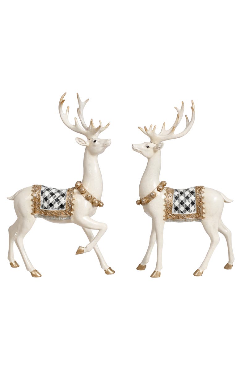 Mark Roberts Elegant Plaid Deer, Set of 2, Main, color, White