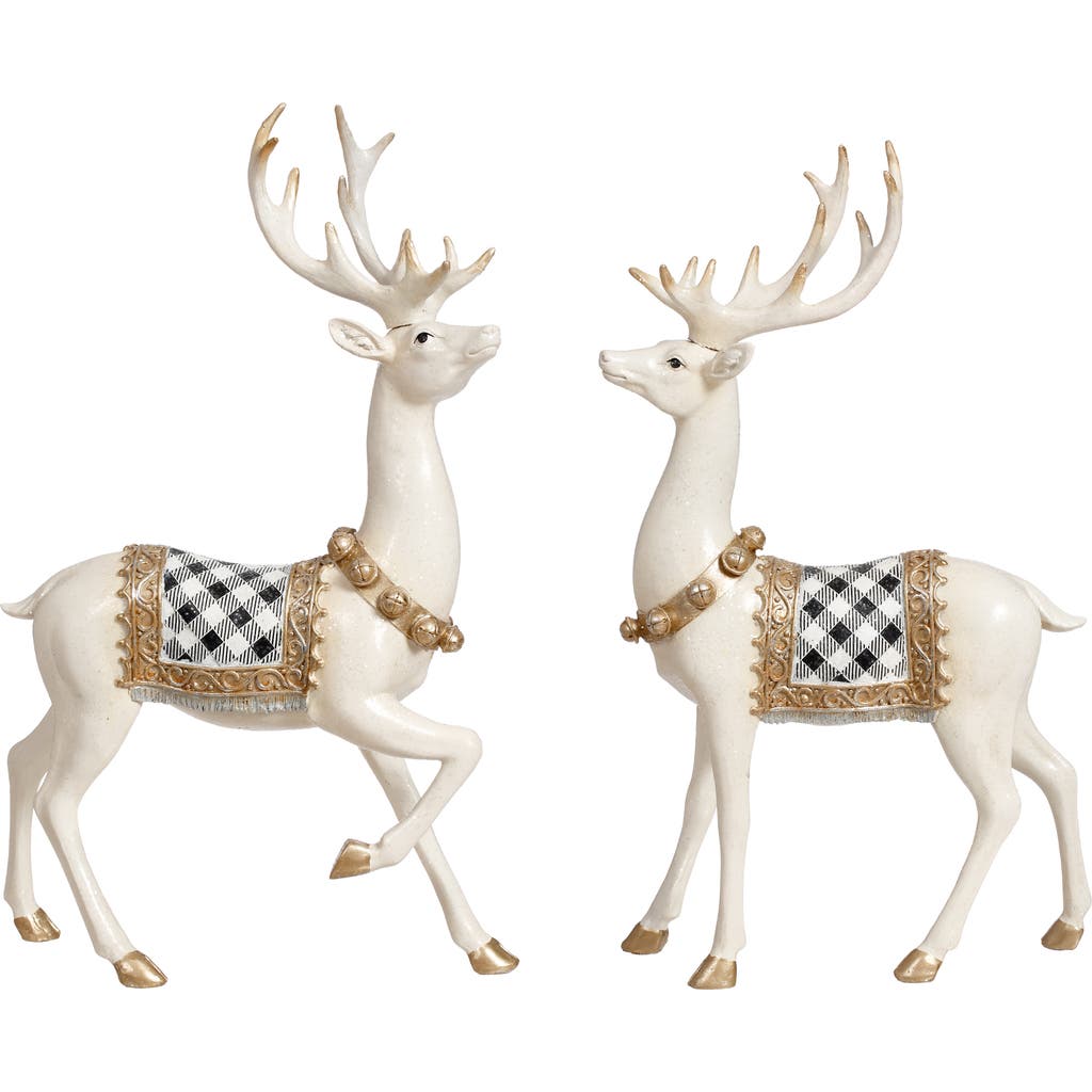 Mark Roberts Elegant Plaid Deer, Set Of 2 In White