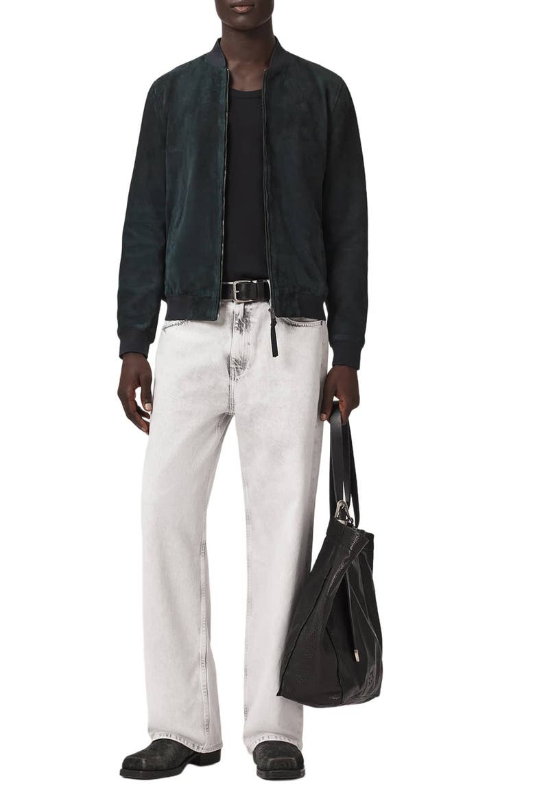 Morten Suede Bomber Jacket, Alternate, color, NAVY BLUE
