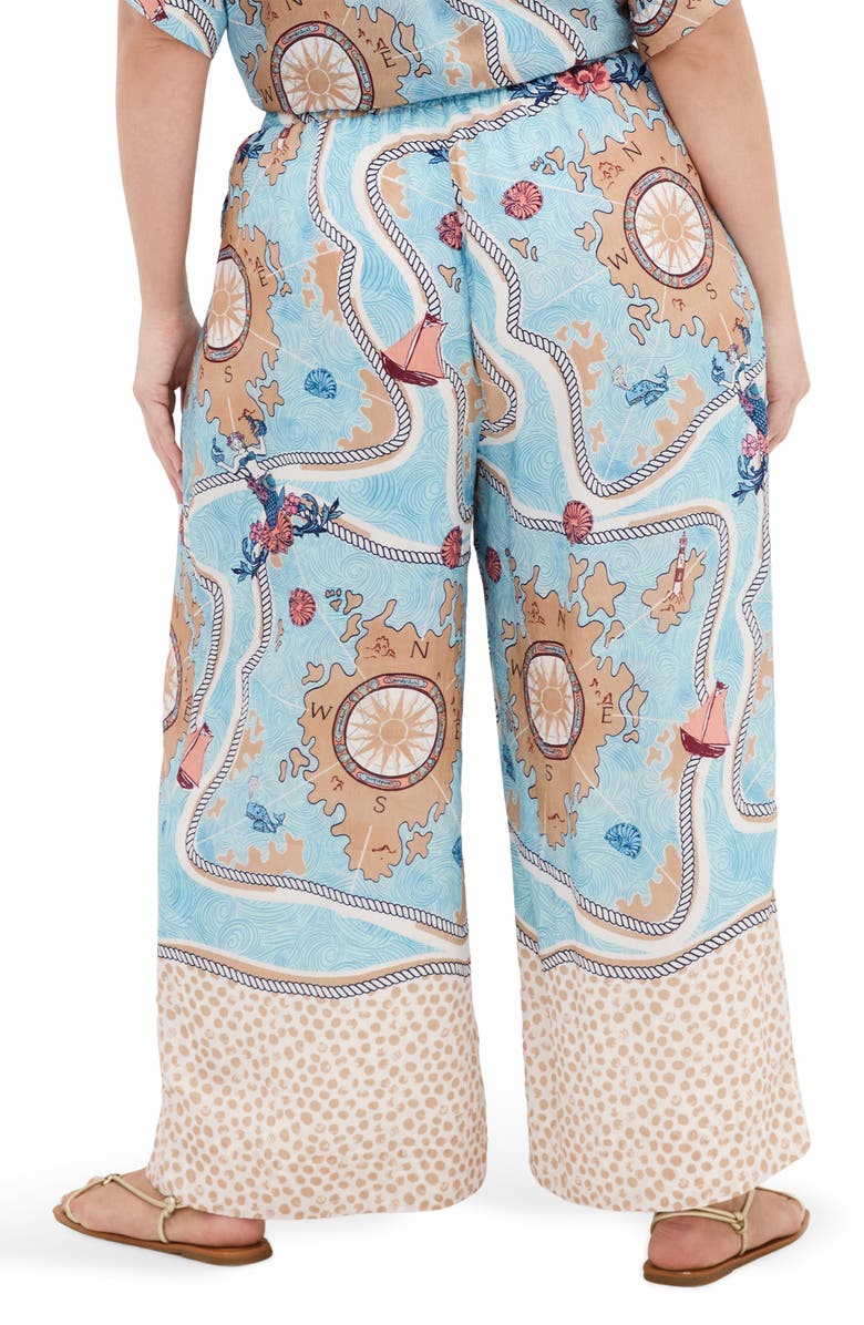 City Chic Postcard Print Pants, Alternate, color, Voyage Print