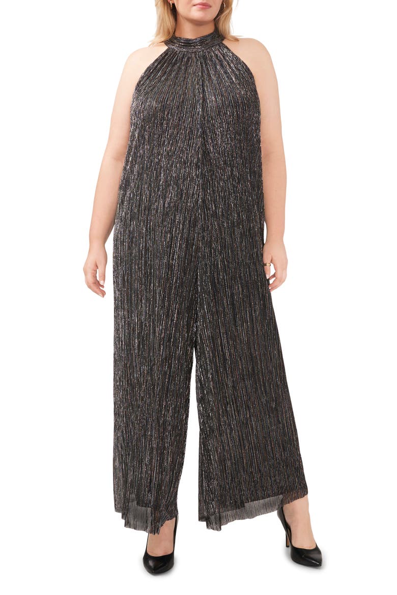 Metallic High Neck Wide Leg Jumpsuit, Main, color, METALLIC MIDNIGHT