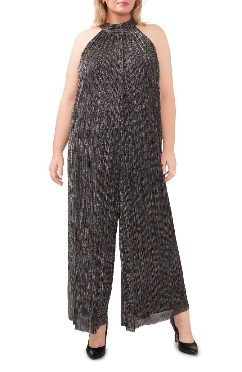 Halogen<sup>®</sup> Metallic High Neck Wide Leg Jumpsuit, Main, color, 