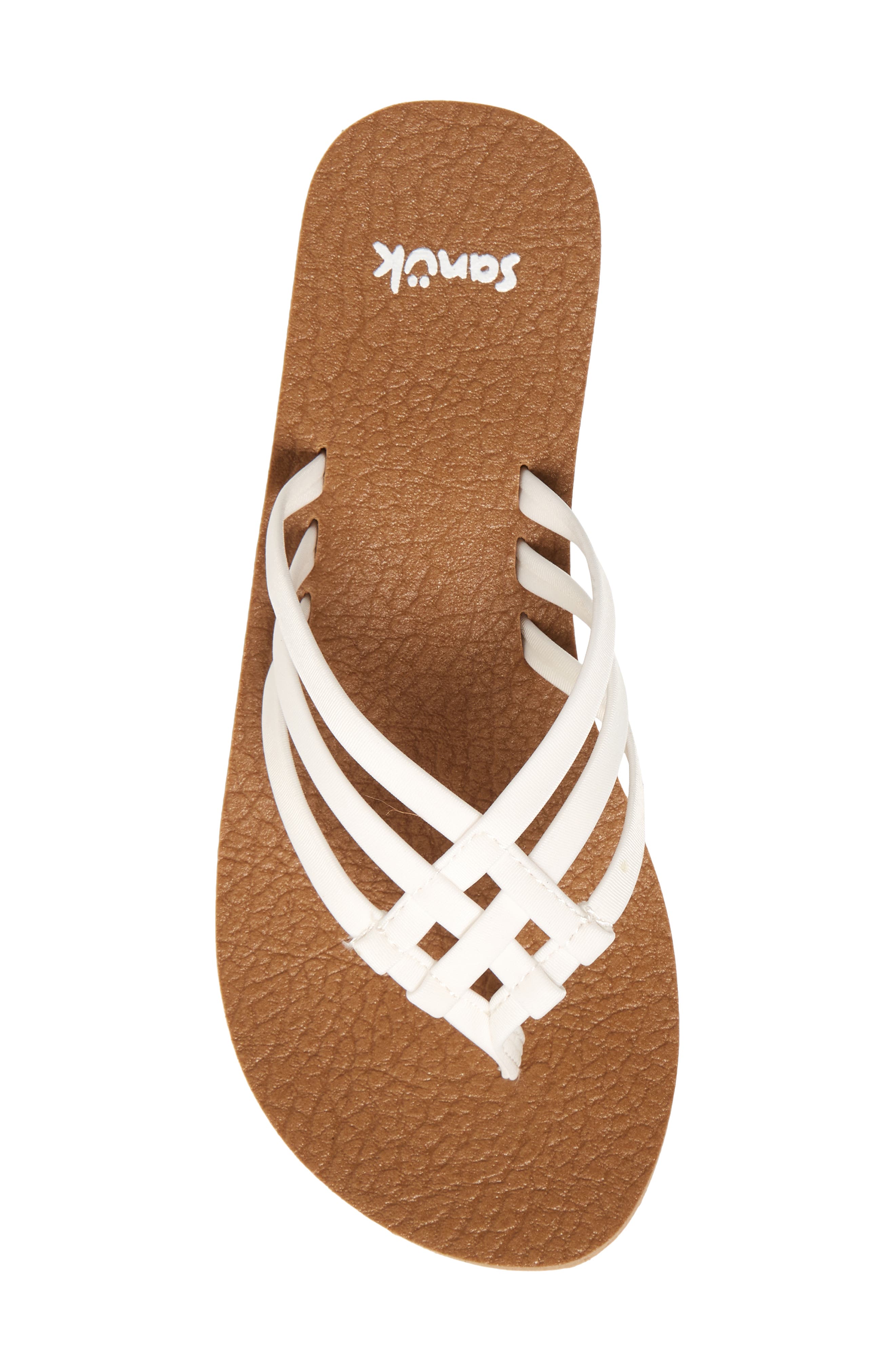Sanuk Yoga Sandy Flip Flop, Alternate, color, Tan/White