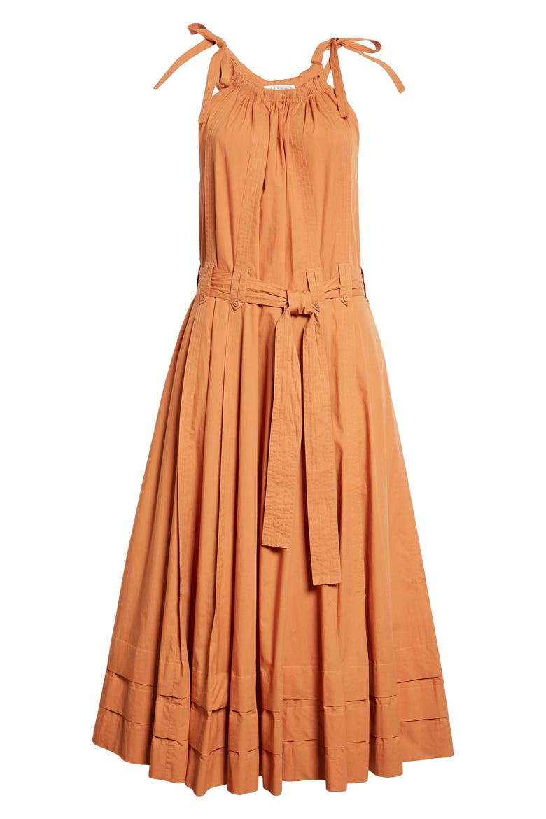 Joni Halter Neck Cotton Dress, Alternate, color, CLAY