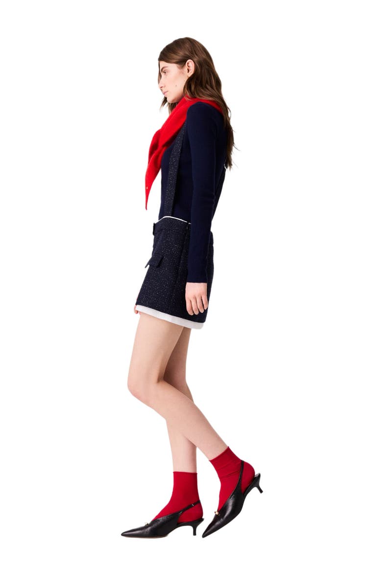 Contrast tweed shorts, Alternate, color, Navy