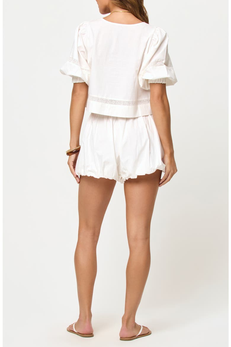 Lucie Bubble Hem Cotton Cover-Up Shorts, Alternate, color, CREAM