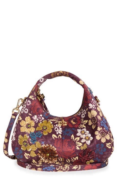Mini Embroidered Hobo Bag