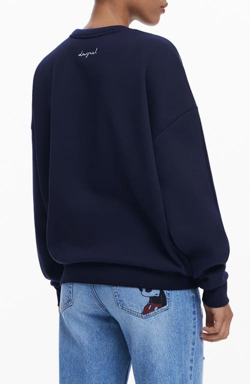 Desigual Mickey Mouse Jacquard Crewneck Sweater In Blue
