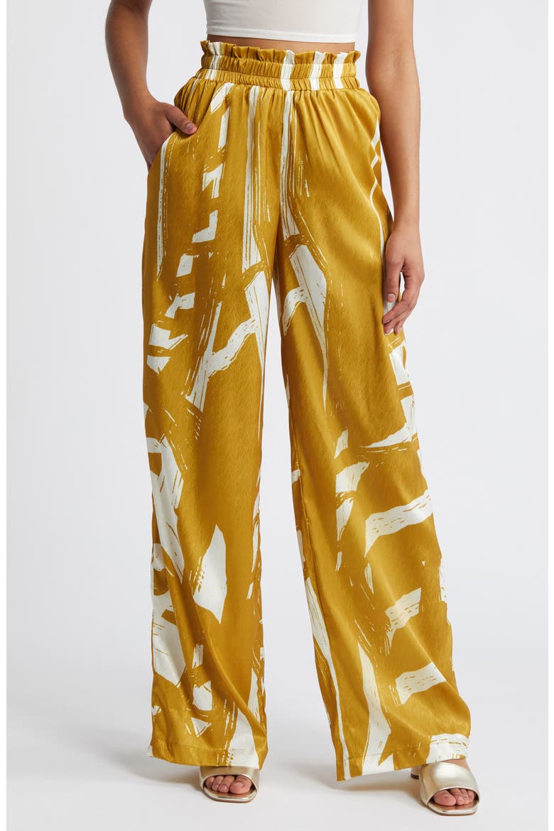Leer Suto Palazzo Pants, Main, color, GOLD