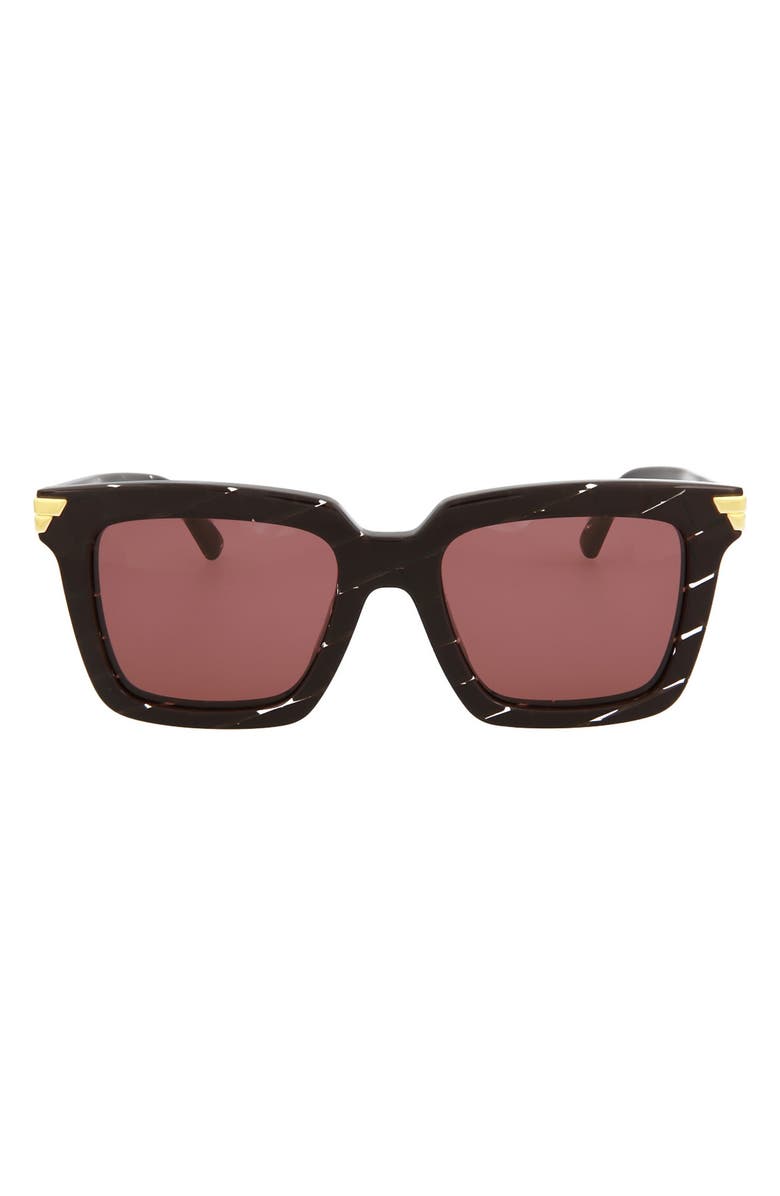 Bottega Veneta 53mm Square Sunglasses, Main, color, Burgundy Burgundy Pink