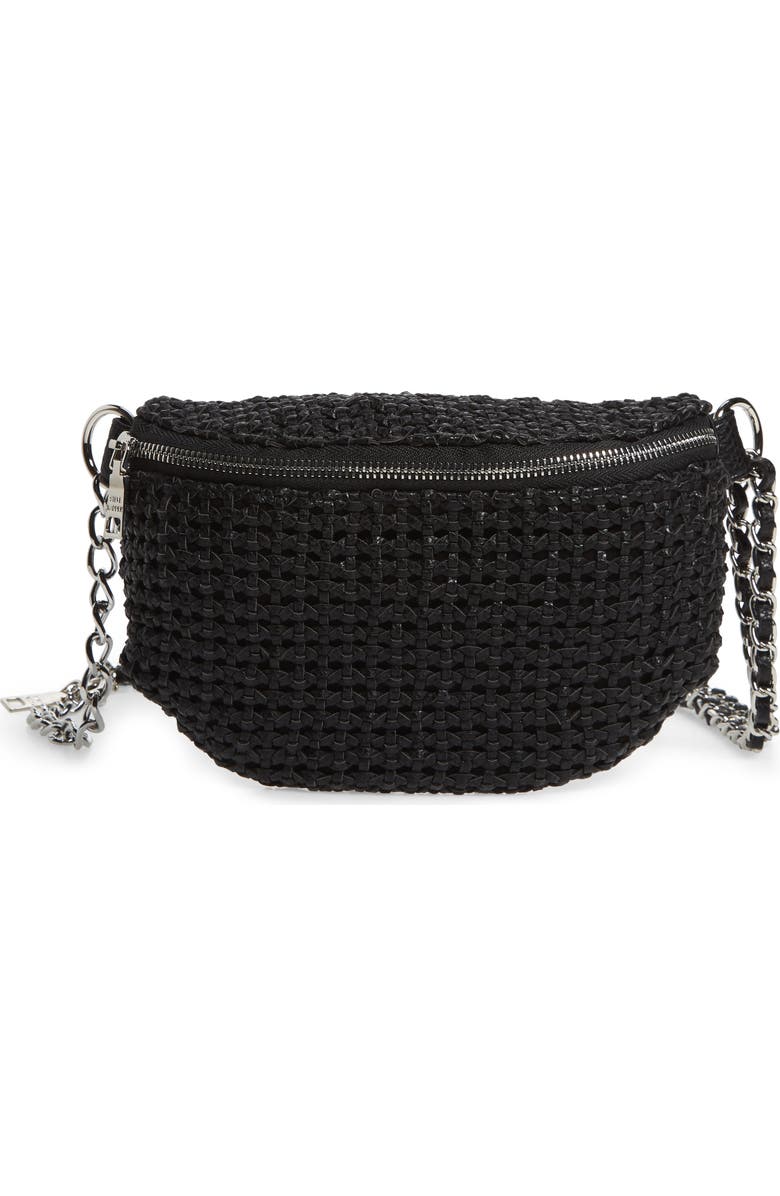 Steve Madden Woven Faux Leather Belt Bag, Main, color,