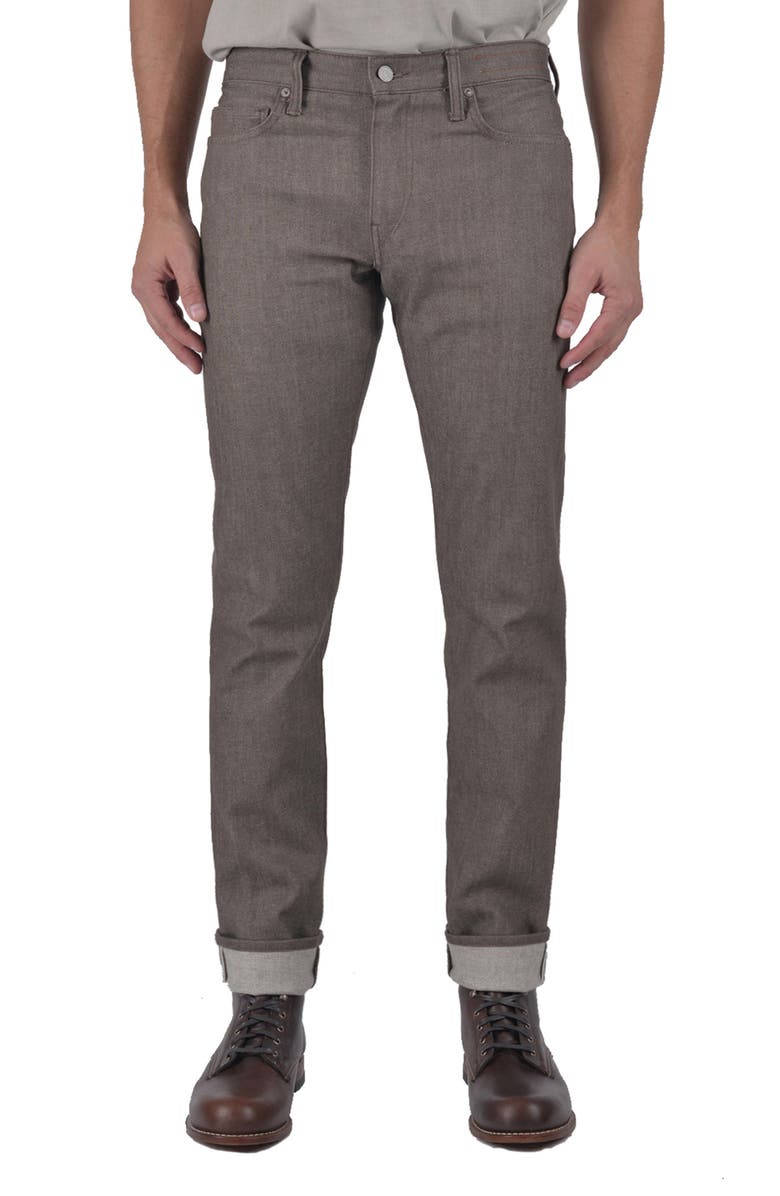 HIROSHI KATO The Pen Slim Fit Jeans, Main, color, Brown Raw