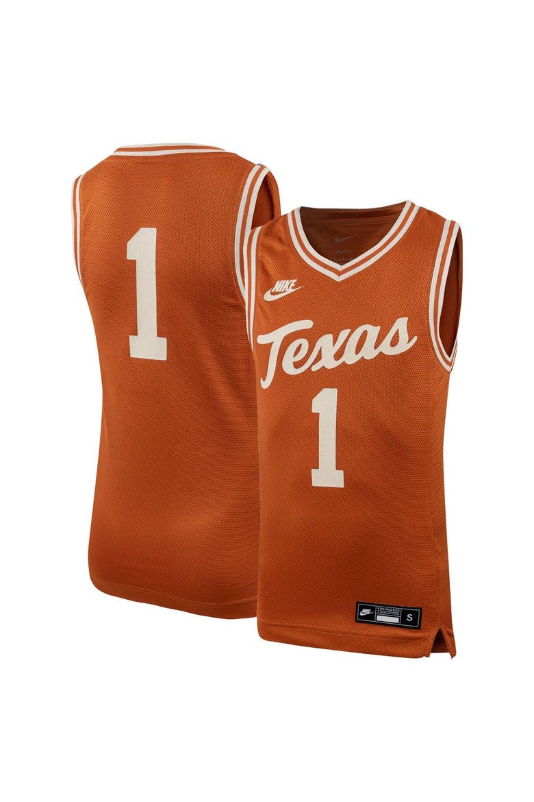 Youth Nike #1 Texas Orange Texas Longhorns Icon Replica Basketball Jersey, Main, color, Burnt Orange