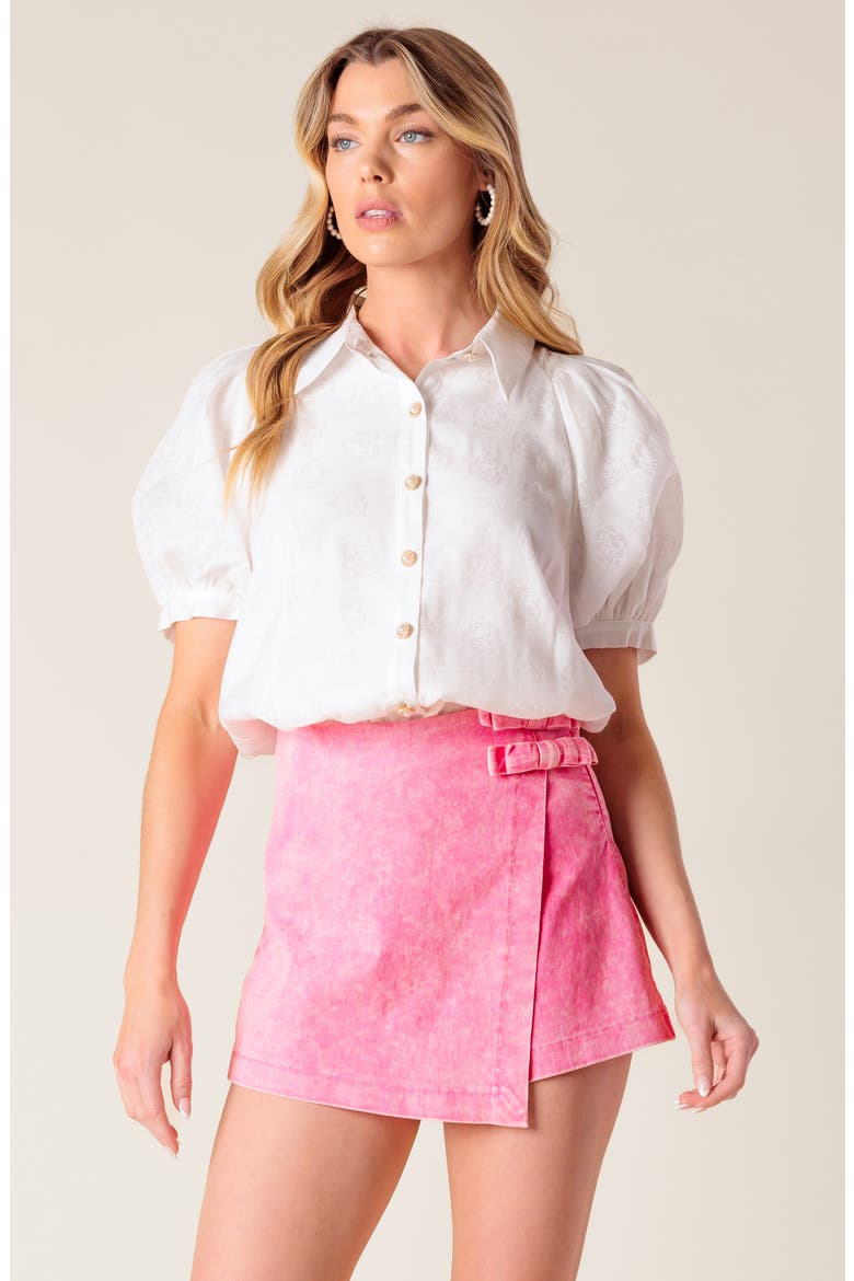 Acid Wash Double Bow Skort, Alternate, color, PINK ACID
