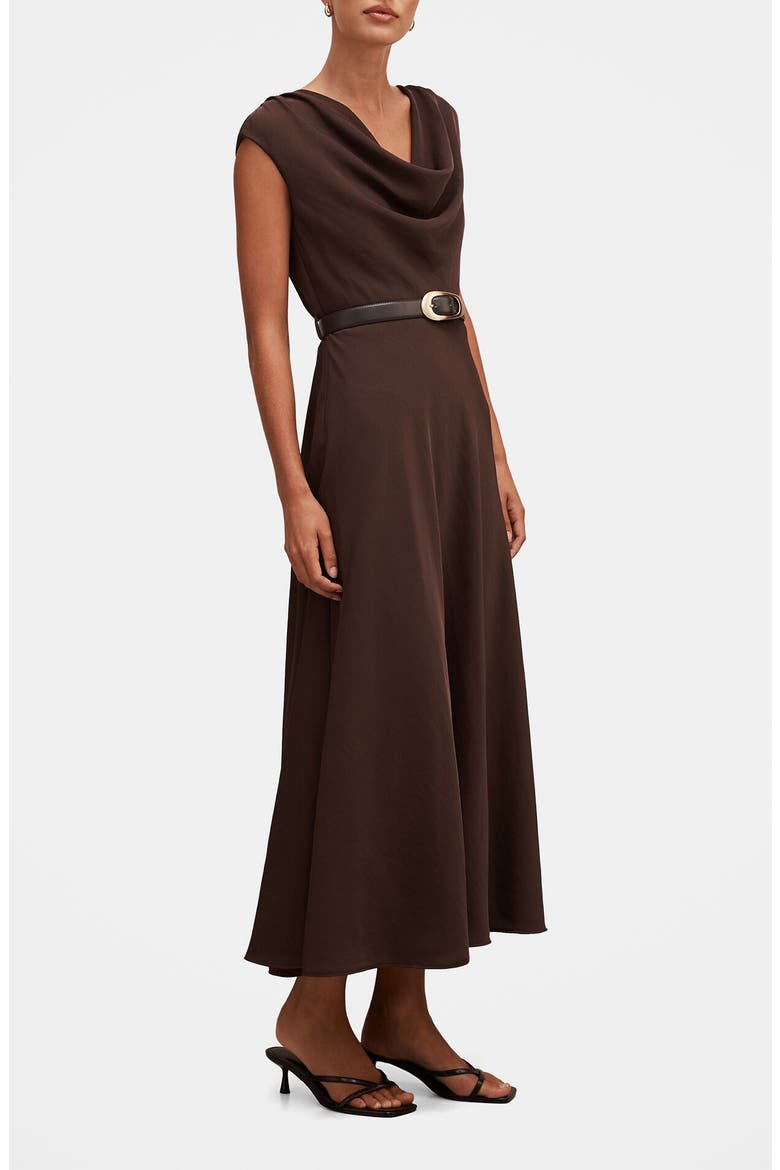 Estelle Belted Cowl Neck Maxi Dress, Alternate, color, CHOCOLATE