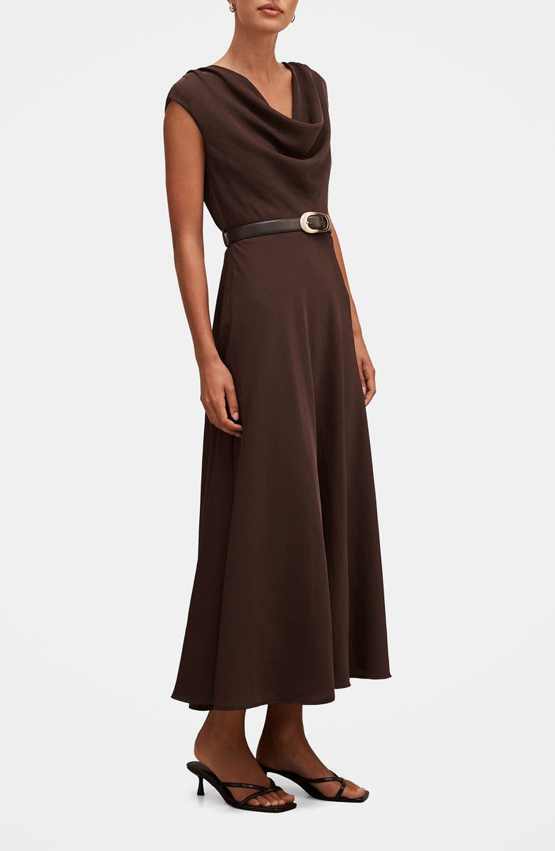Ever New Estelle Belted Cowl Neck Maxi Dress, Alternate, color, Chocolate