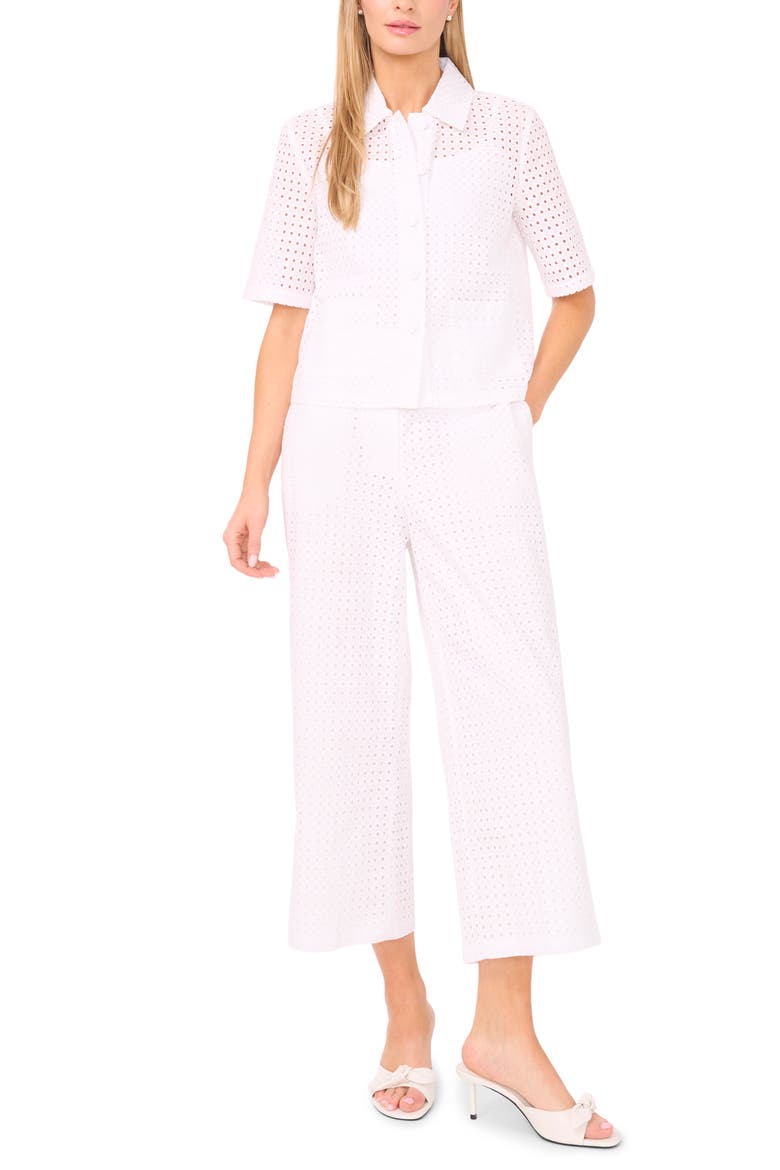 Eyelet Crop Straight Leg Pants, Alternate, color, BRIGHT WHITE