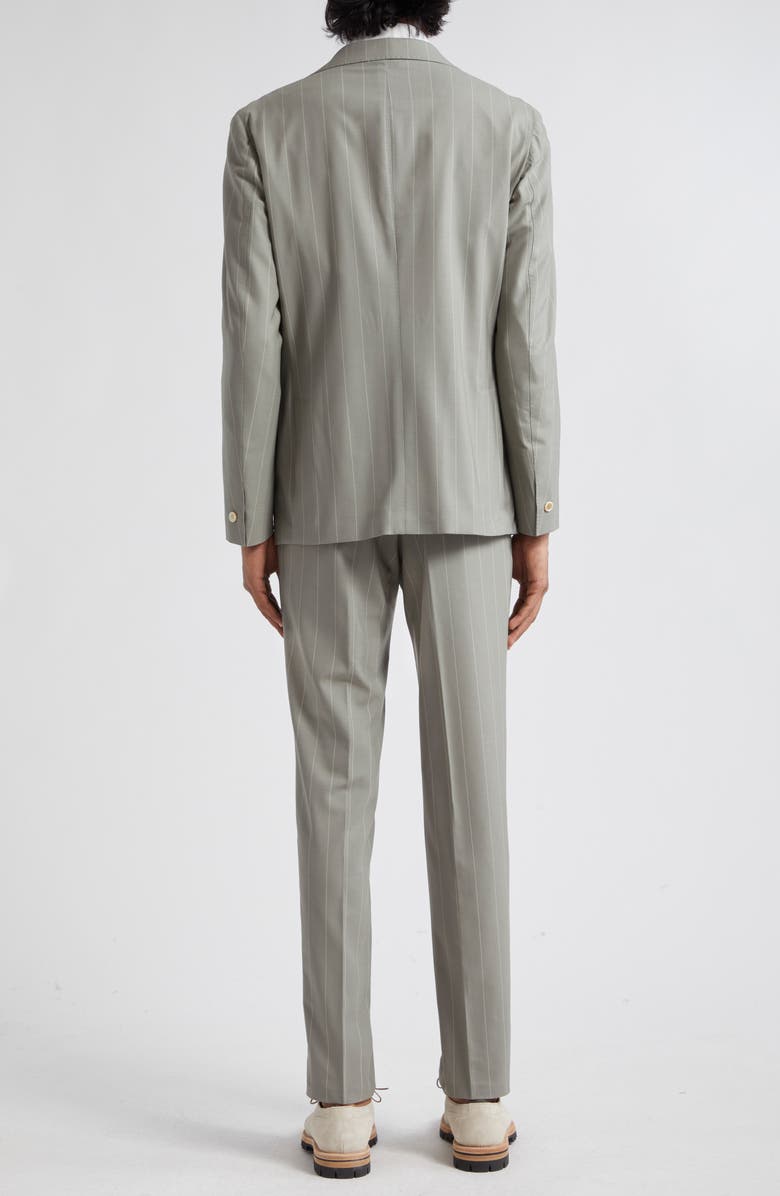 Eleventy Pinstripe Stretch Wool Blend Suit, Alternate, color, Military Green