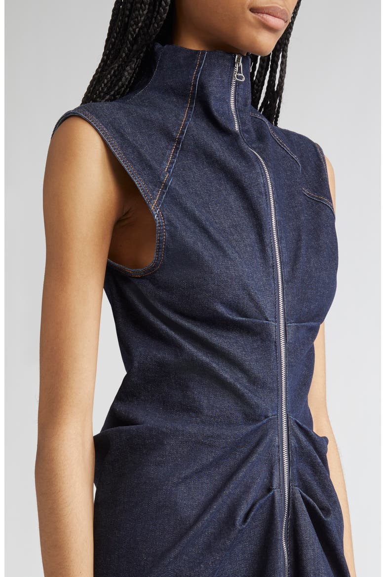 Cerea Full Zip Ruched Denim Dress, Alternate, color, MIDNIGHT BLUE