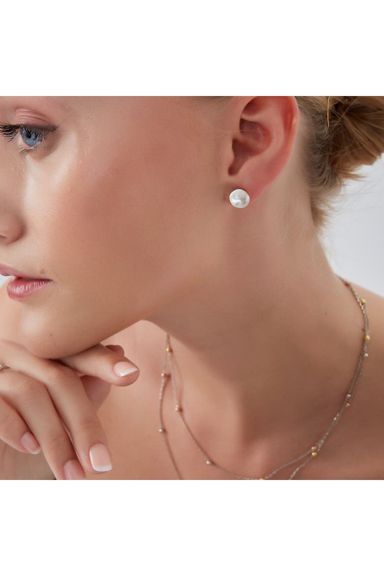 Baroque Pearl Irregular Stud Earring Sterling Silver, Alternate, color, Silver