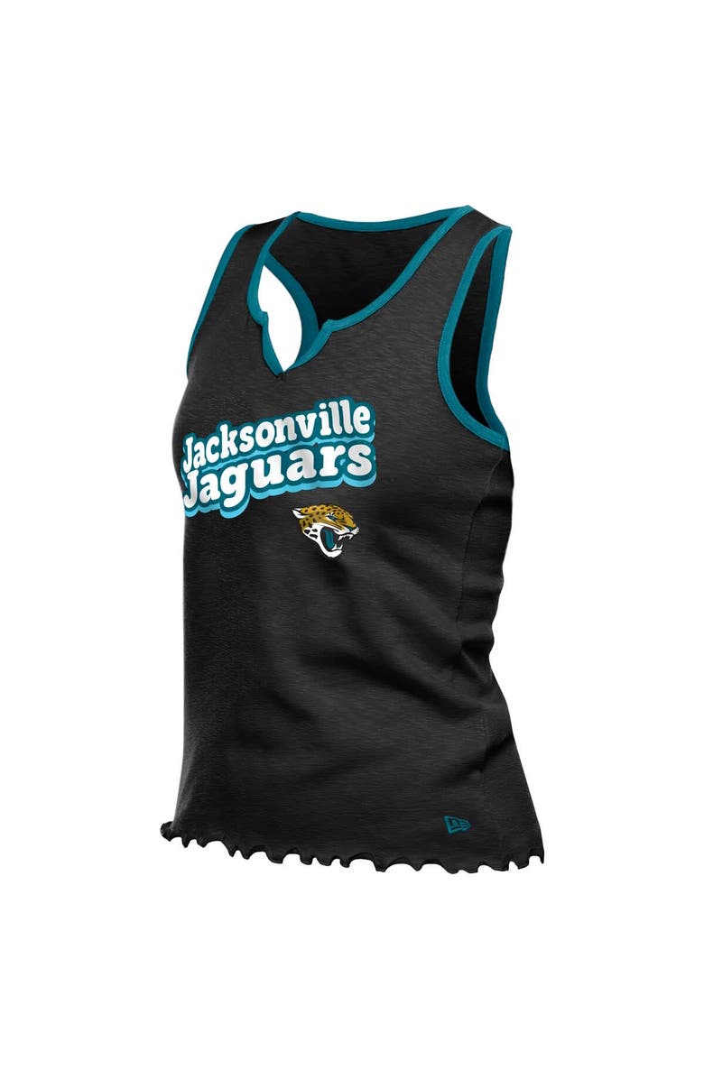 New Era Women's New Era  Black Jacksonville Jaguars Lettuce Hem Notch Neck Tri-Blend Tank Top, Alternate, color, Black