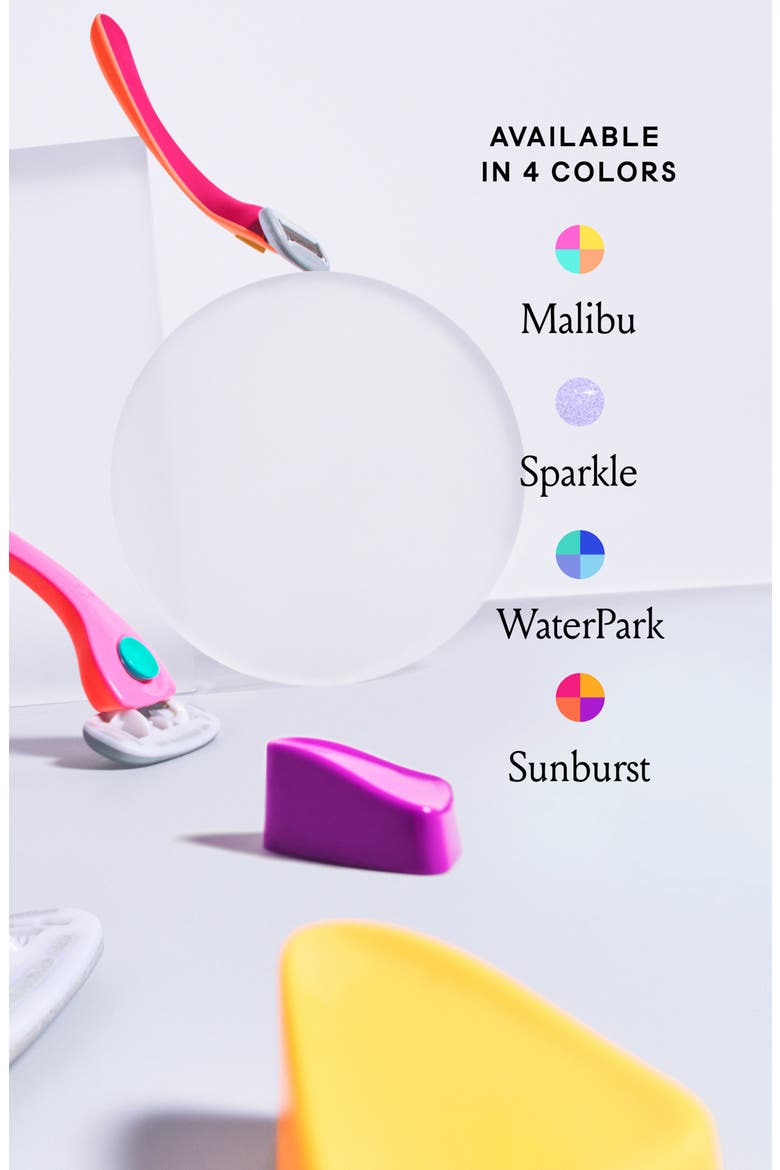 Womens Razor Kit with 1 Handle + 2 Blade Refills + Magnetic Holder, Alternate, color, MALIBU
