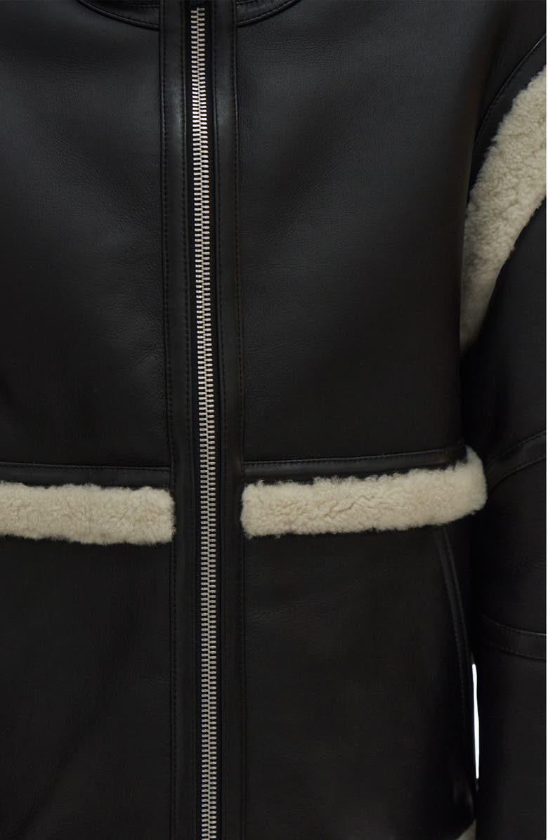 Helmut Lang Aviator Genuine Shearling Hooded Jacket, Alternate, color,