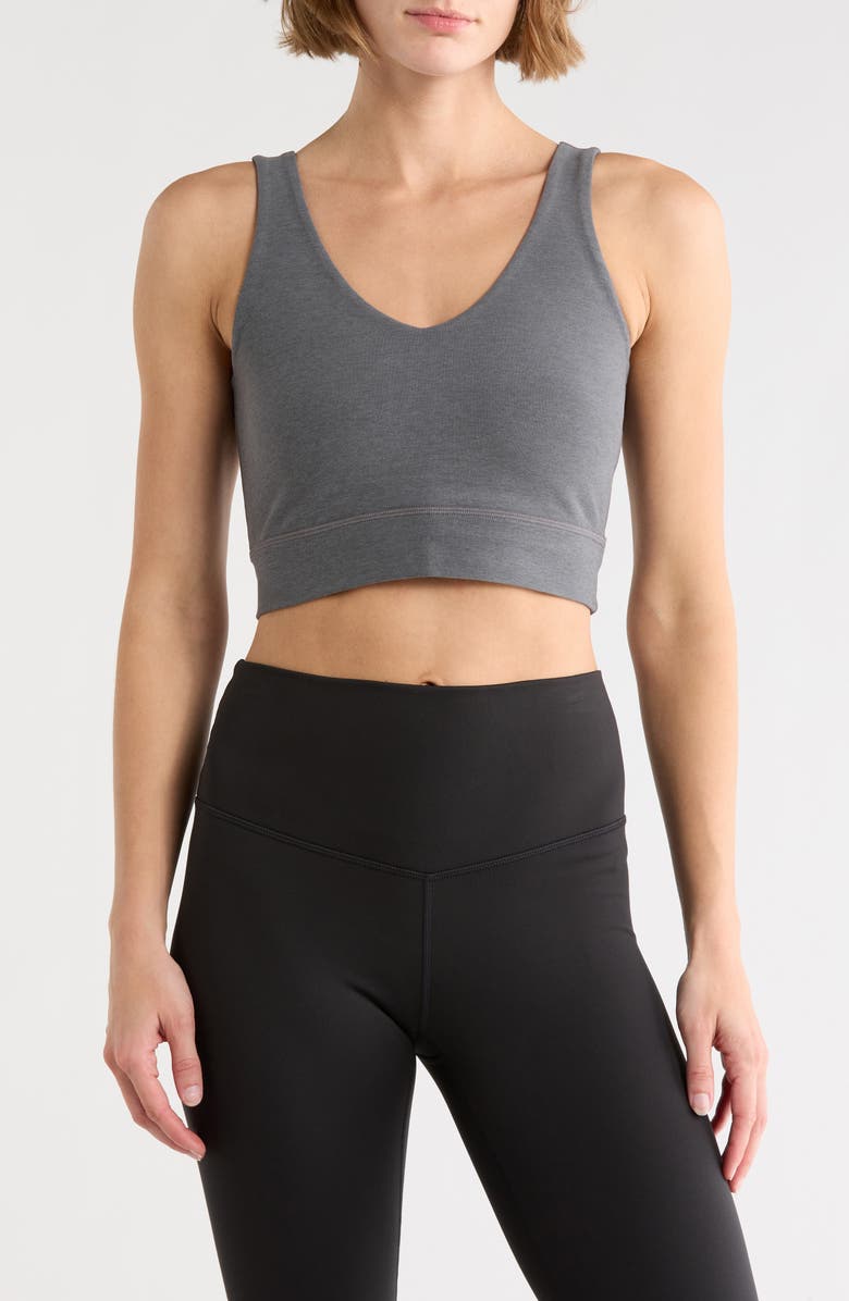 Beyond Yoga Space Dye Longline Sports Bra, Main, color, True Gray Heather
