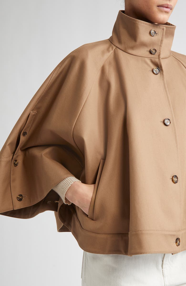 Max Mara Fulcro Water Repellent Cotton Gabardine Cape, Alternate, color, Coloniale