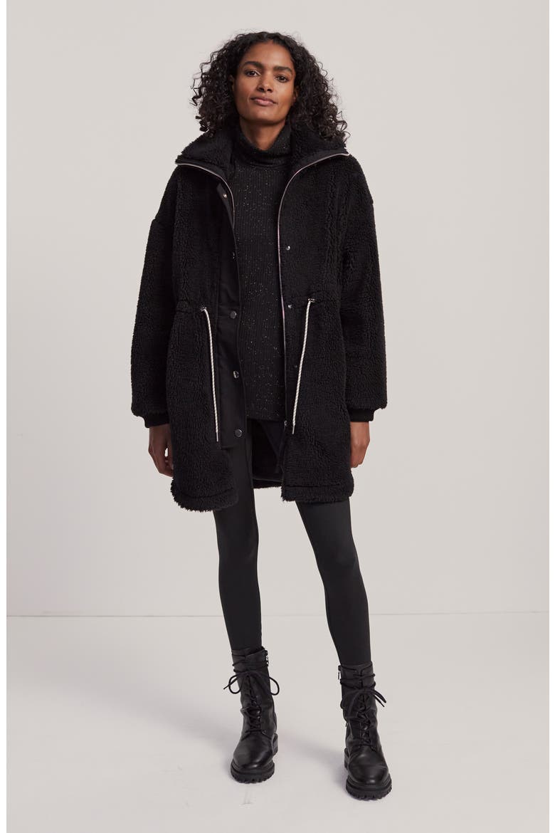 Jamie Faux Shearling Coat, Alternate, color, BLACK