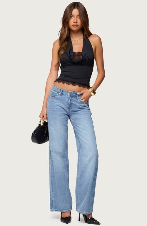 Edikted Layered Lace Trim Halter Top In Black