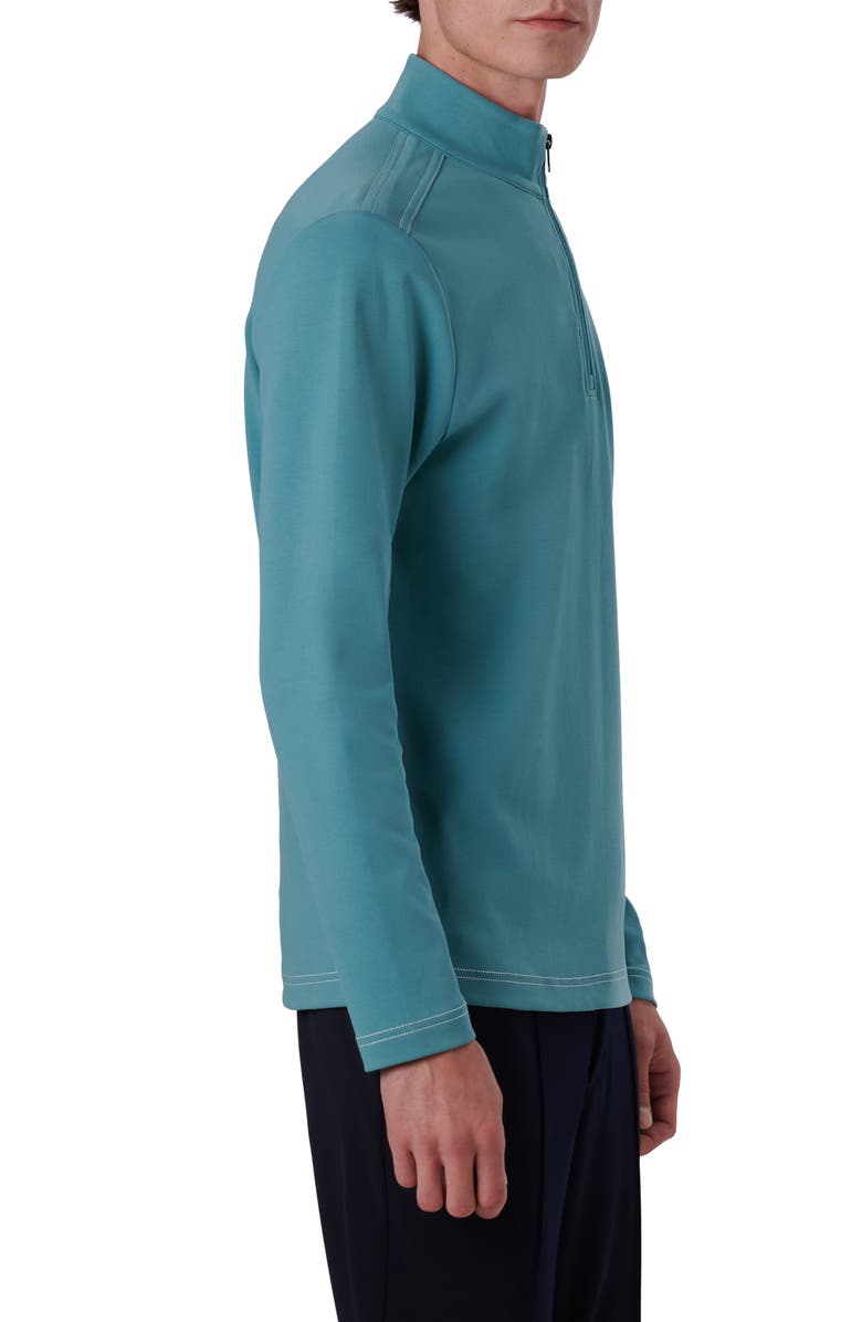 Bugatchi Quarter Zip Knit Pullover, Alternate, color, Peacock