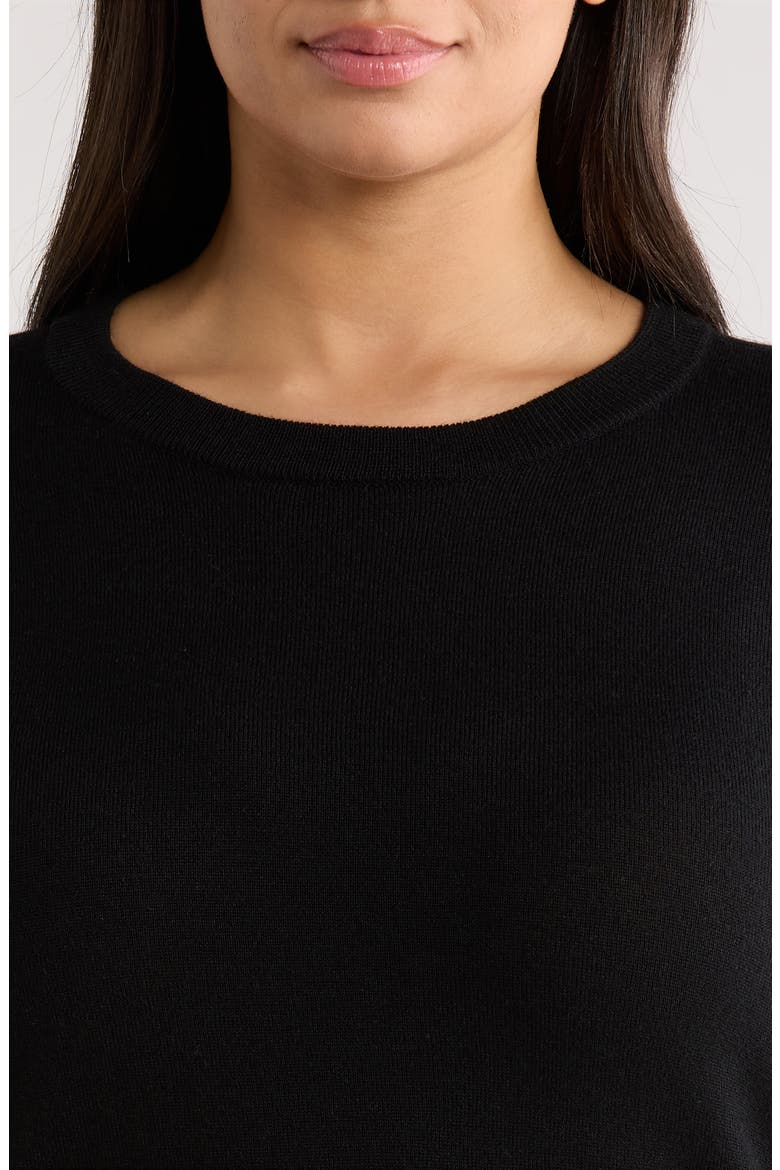 Short Sleeve Merino Wool Blend Sweater, Alternate, color, BLACK