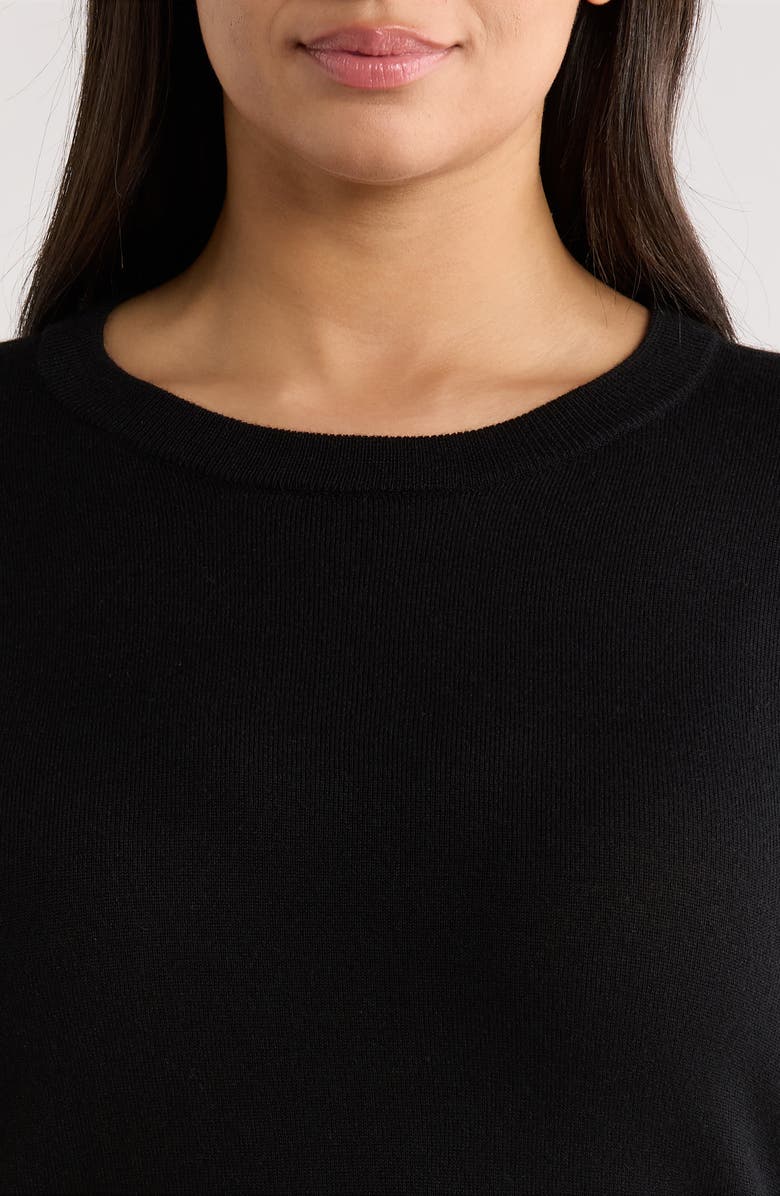 Caslon<sup>®</sup> Short Sleeve Wool Blend Sweater Top, Alternate, color, Black