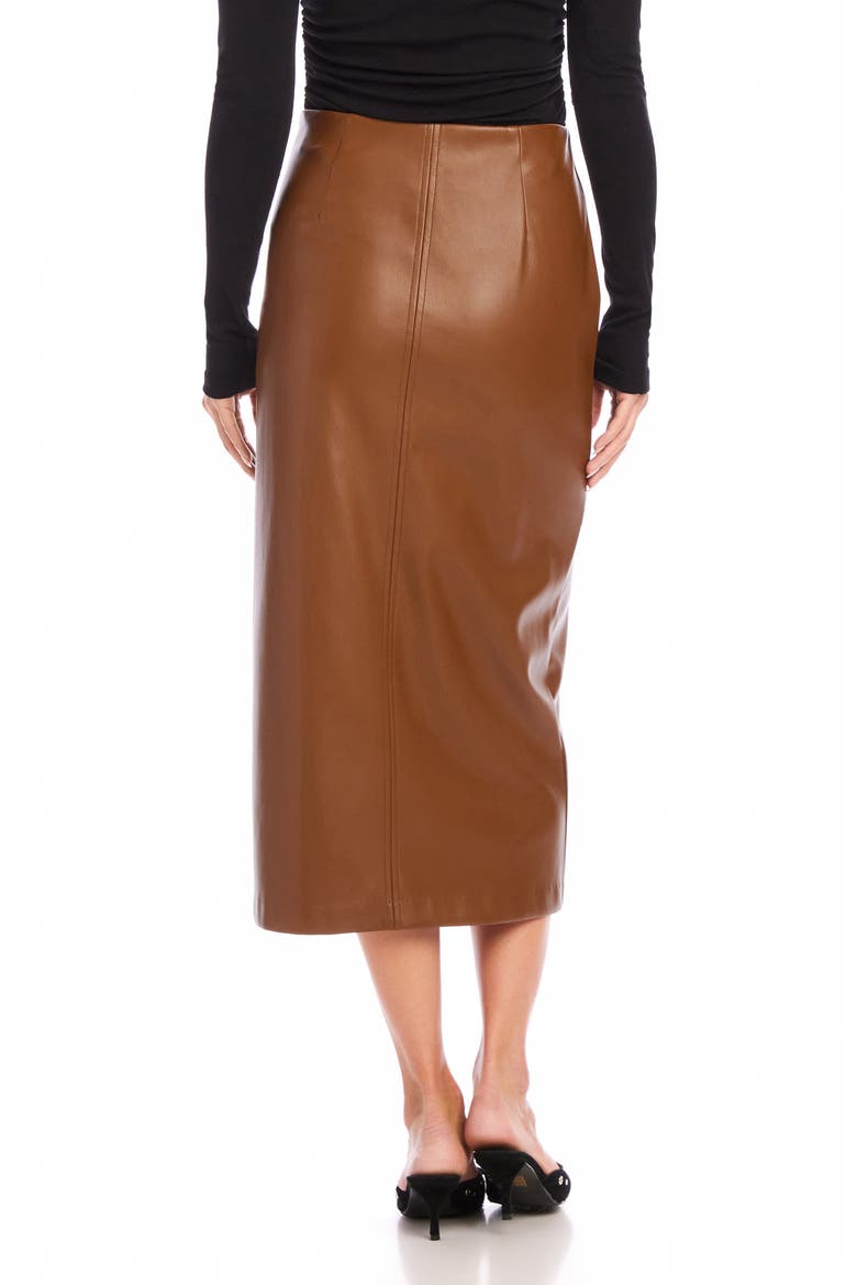 Kaia Faux Leather Midi Skirt, Alternate, color, CARAMEL