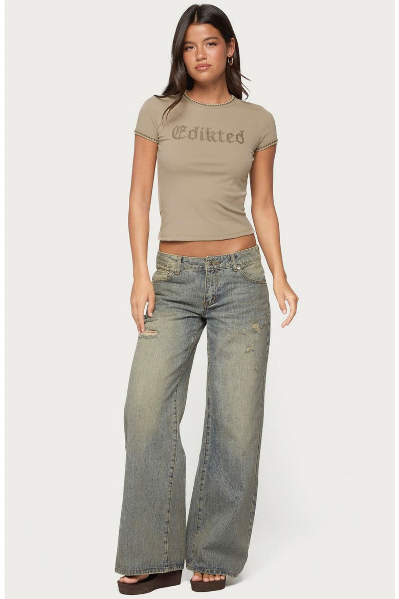 Studded Graphic T-Shirt, Alternate, color, TAUPE
